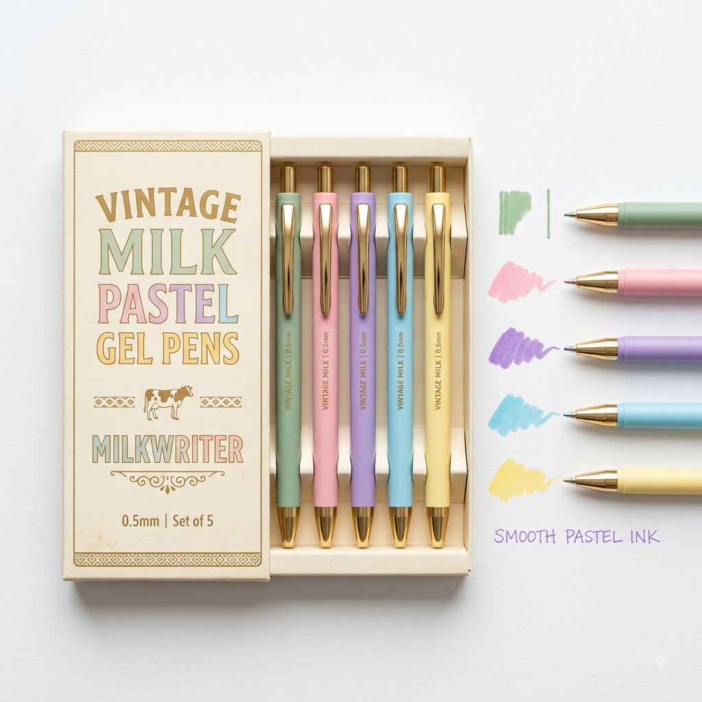 Vintage Milk Pastel 0.5mm Gel Pen Bar